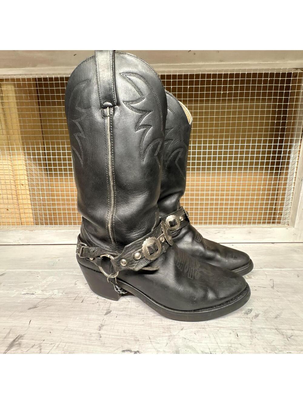 Durango Cowboy Boots Women's Size 6M Black Leather Western
